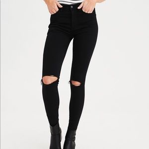AE super high rise distressed black Jegging